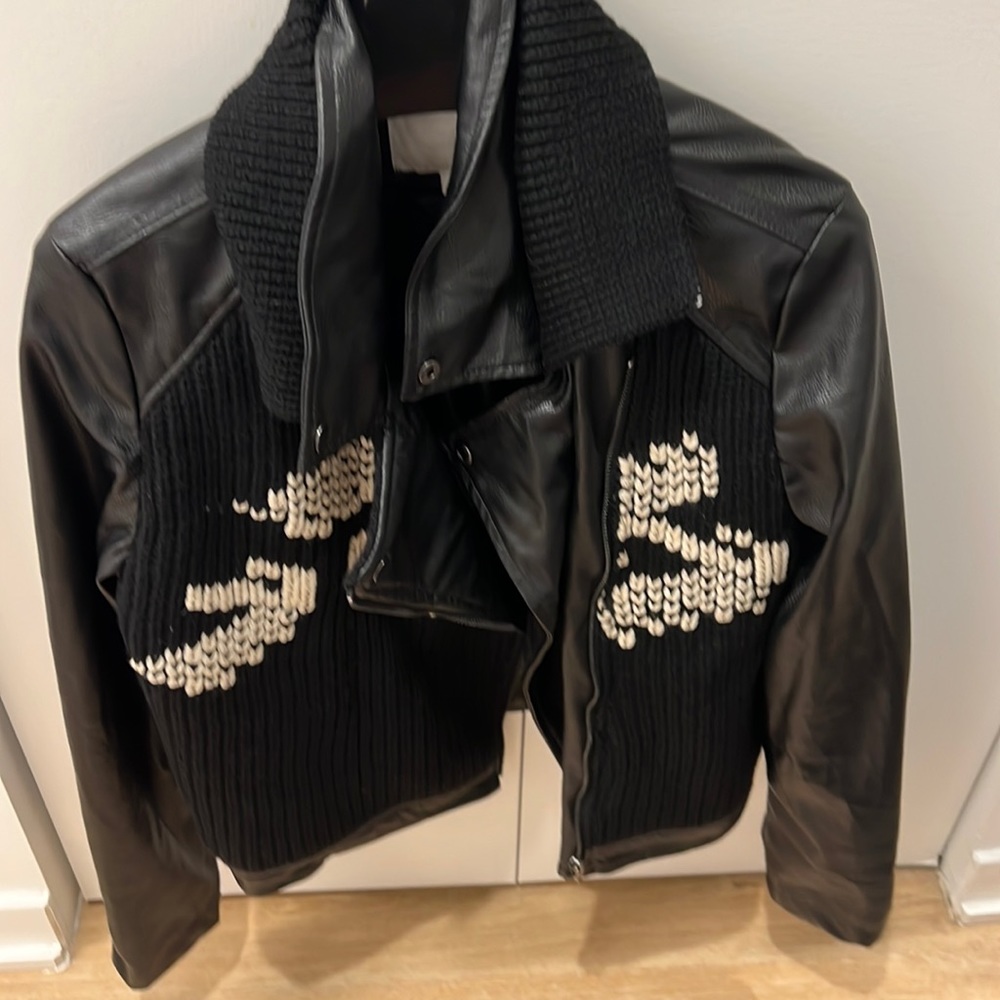 brand new Anthropologie jacket. Leather and sweater material